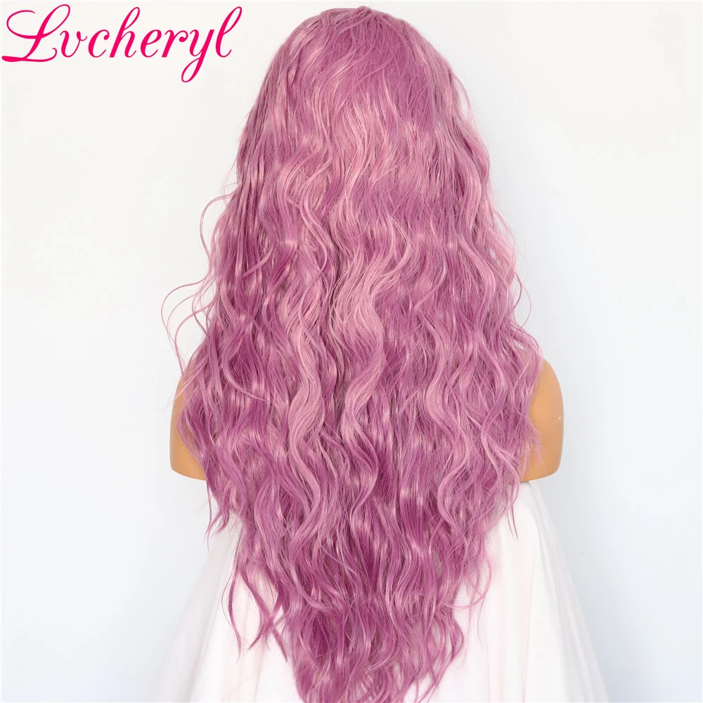 Lvcheryl модные передние кружевные парики Смешанные персиковые фиолетовые
