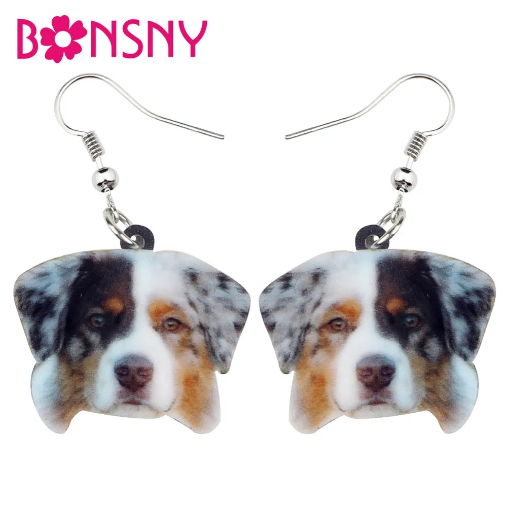 

Bonsny Acrylic Novelty Australian Shepherd Dog Earrings Drop Dangle Novelty Cartoon Animal Jewelry For Women Girl Charms Brincos