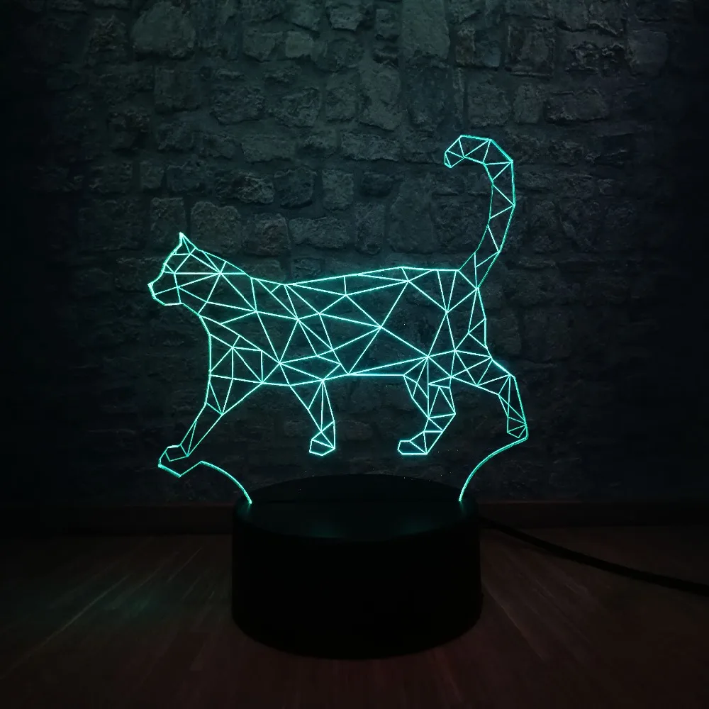 3D животное ленивый кот ходьба кошка Многоцветный Светодиодный Ночник светильник