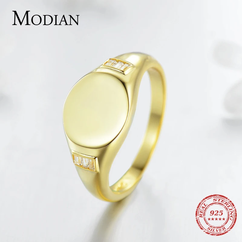 Modian 925 пробы Серебряное очаровательное Сверкающее круглое Золотое модное кольцо на палец классические ювелирные изделия для женщин Серебряное кольцо Anel