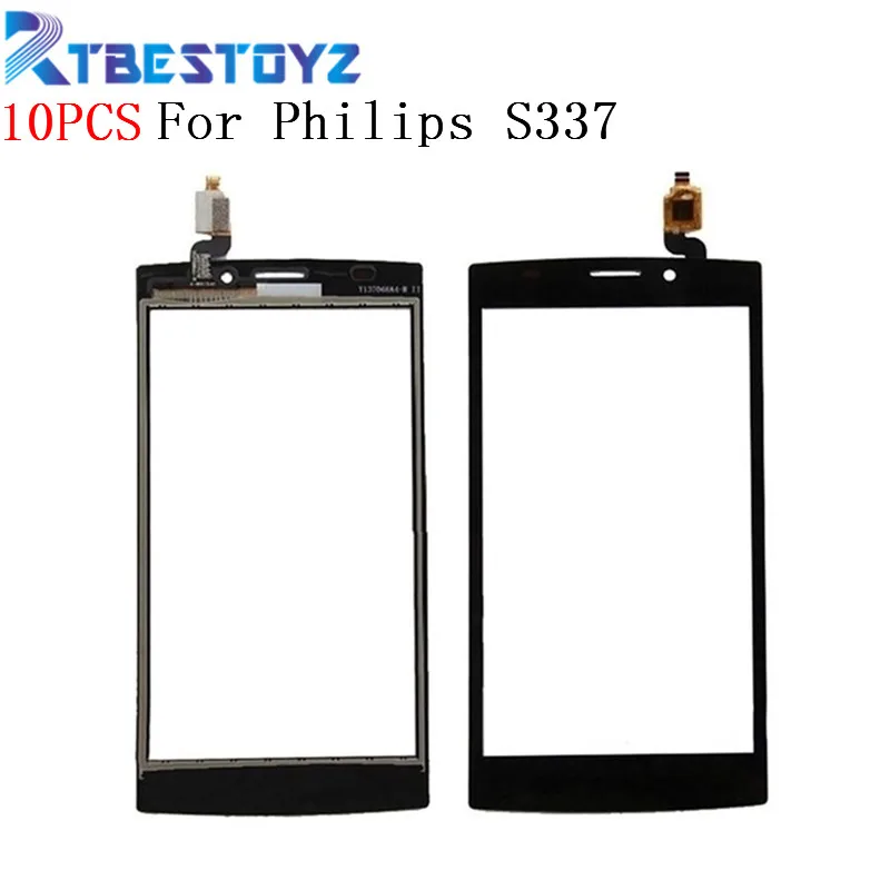 

RTBESTOYZ 10PCS/Lot 5'' Touch Screen Digitizer Panel For Philips S337 Cellphone Front Glass CTS337 Touchscreen Sensor Repair