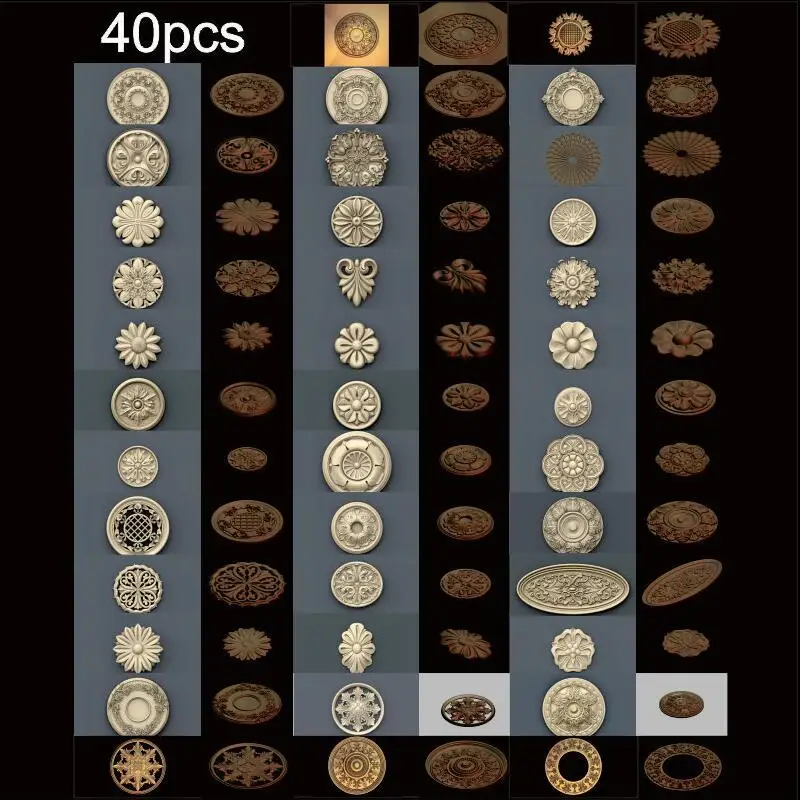 

Декоративная круглая Цветочная 3d-модель, 40 шт./компл., рельефная STL-модель для ЧПУ формата STL, 3d модель для ЧПУ stl-рельефа, artcam vectric aspire