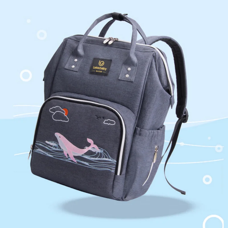 gray-whale Новая сумка для подгузников Lekebaby для мам и мам, сумка для подгузников для колясок, сумка для подгузников, Большая вместительная детская сумка, рюкзак для путешествий, сумка для ухода за ребенком - Цвет: gray-whale