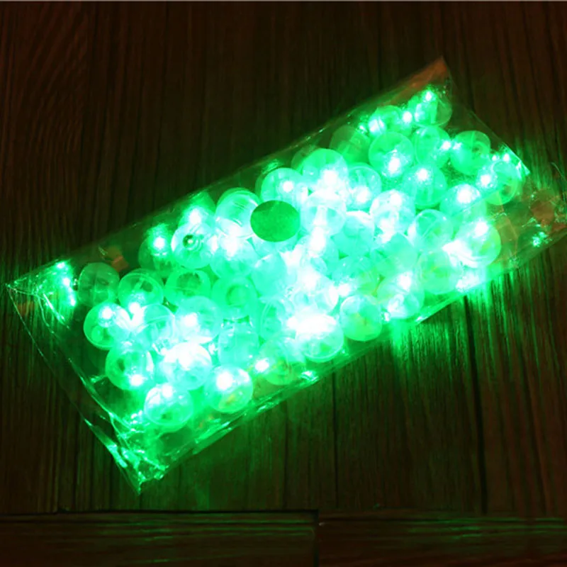 green light 50 шт./лот, высокая яркость, светодиодный светильник на воздушном шаре, светящиеся лампы на бумажный фонарь воздушный шар, украшение на день рождения, мини-шар - Цвет: green light