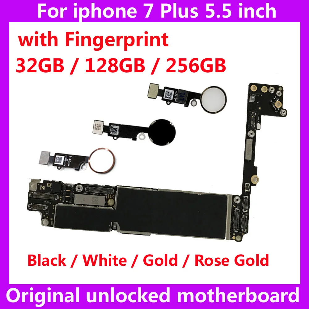 

Материнская плата для IPhone 7 Plus, 32 ГБ 128 ГБ 256 ГБ, оригинальная материнская плата с/без распознавания отпечатков пальцев, разблокированная мате...