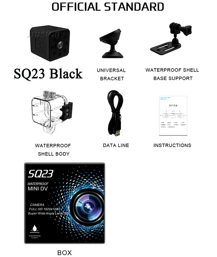 SQ23 Black Оригинальная мини-камера SQ8 SQ11 SQ12 SQ13 SQ23 Full HD 1080 P, микро-камера, Wi-Fi, беспроводная, маленькая, IP, велосипедная, секретная поддержка, скрытая, TF карта - Цвет: SQ23 Black