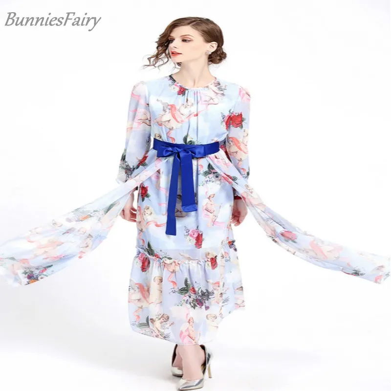 BunniesFairy богемный Вдохновленный Ангел Фэнтези цветочный принт длинное платье