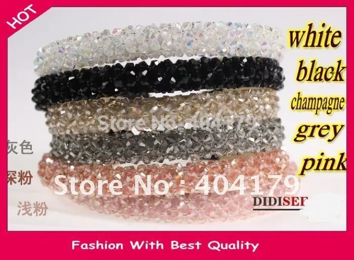 

Freeshipping Wholesale Fashion crystal beads headband hairband color assorted 1.5cm 12pc/lot