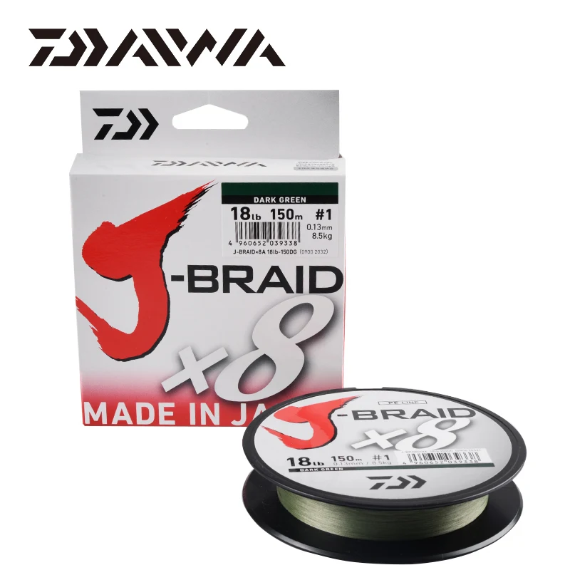 2016 Оригинал DAIWA J BRAID X8 150 м зеленый цвет 8 нитей PE рыболовная леска 14 40LB Сделано в
