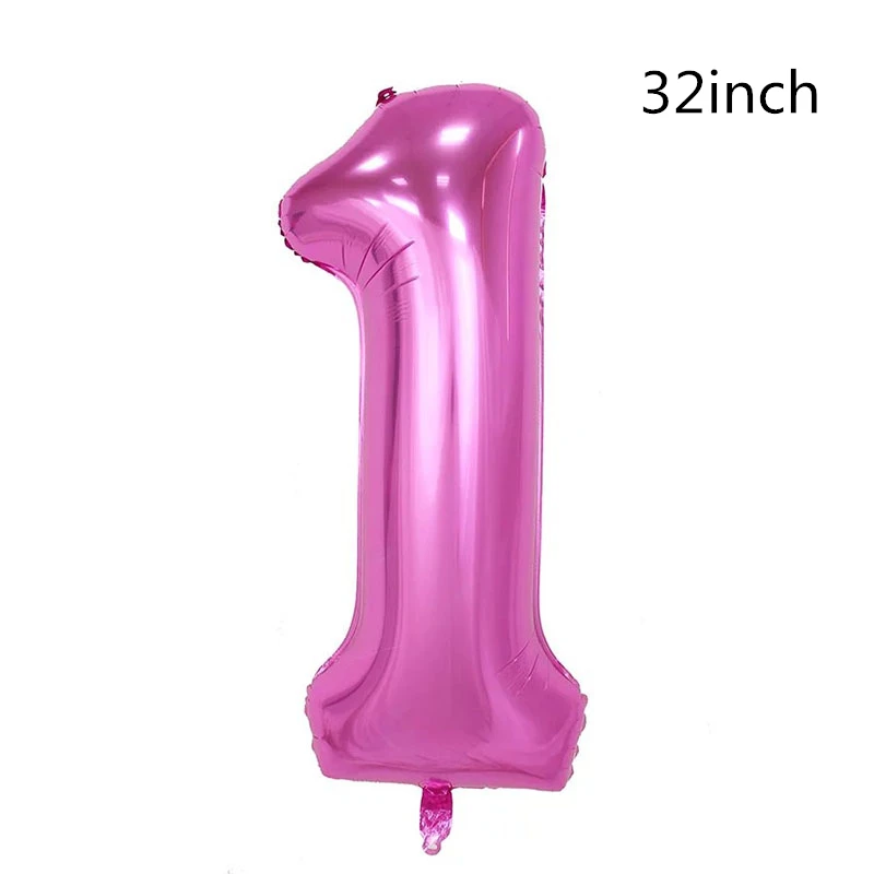 32inch pure pink 1 Ребенок 1 первый день рождения девочка мальчик Воздушные шары Дети один год День рождения воздушные шары из фольги в виде цифр детская вечеринка украшения подарок - Цвет: 32inch pure pink 1