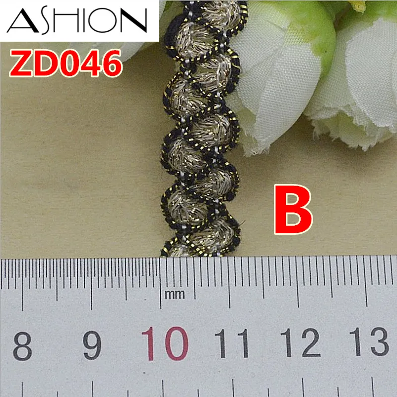 Ширина 10 мм золото серебро смешанные цвета полиэстер гофрированные плетеные