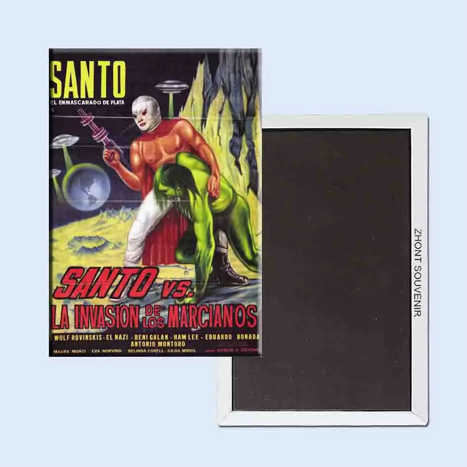 Santo vs. Martian Invasion Movie Poster 24140 ретро ностальгия магниты на холодильник|fridge magnet|retro fridge