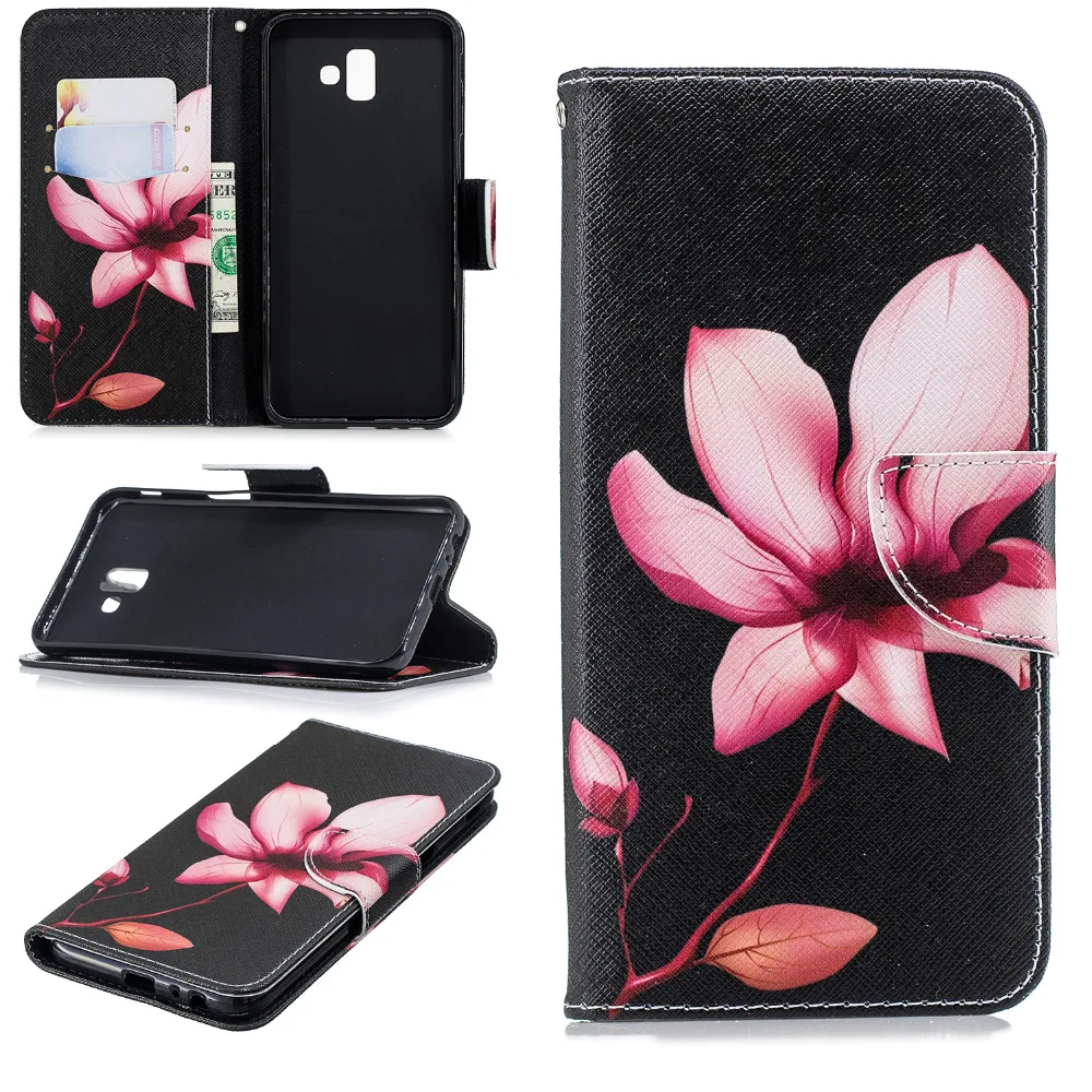 J6() кожаный чехол для samsung galaxy J4 J6 чехол A10 A20E A20 A30 A40 A50 A70 Coque для samsung J6 плюс кошелек флип-чехол