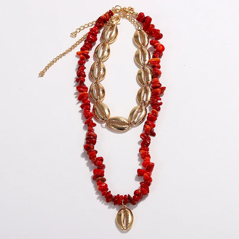 ZA Fashion Multicolor Beaded Stone Chokers Necklace for Women Bohemia Gold Shell Chain Statement Pendant Jewelry 2020 | Украшения и