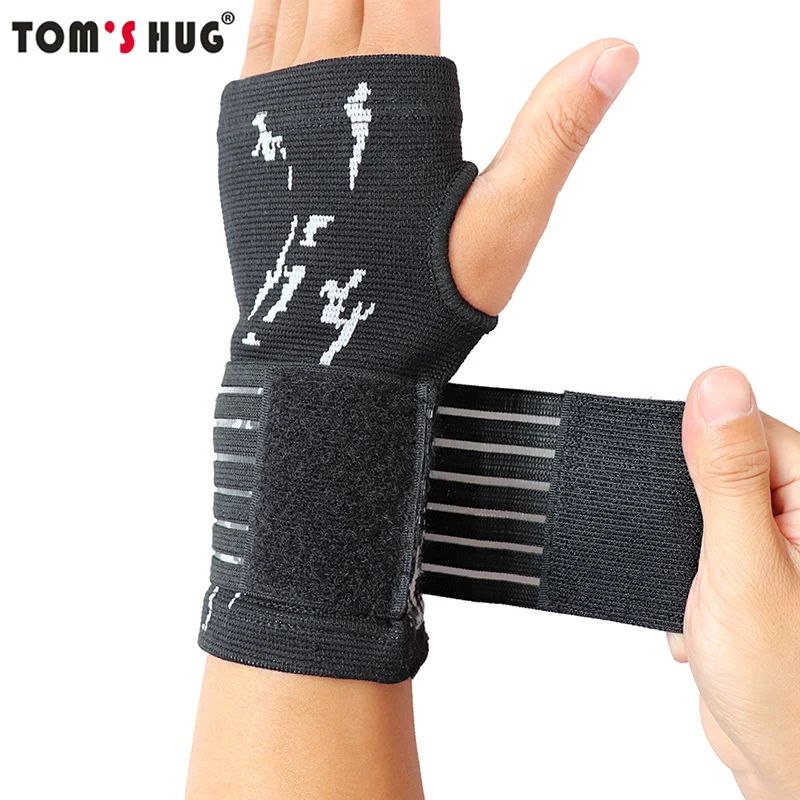 

1 Pair Pressurizable Bandage Palm Protect Wrist Brace Wristband Tom's Hug Professional Sports Wristbands Wrist Support Black