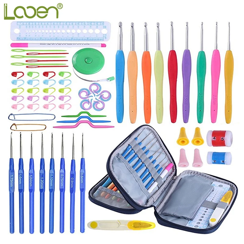 

Looen Brand Crochet Hooks Set 68pcs Mix 17pcs Crochet Hooks Yarn Knitting Needles Set With Blue Case DIY Craft Tool Accessories