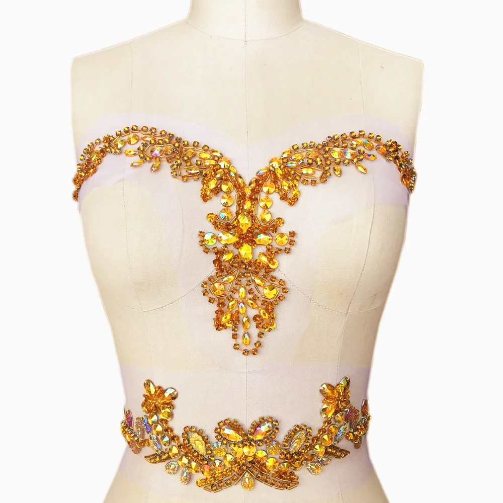 Новинка золотисто желтый ab пришивные стразы с кристаллами блестками отделкой