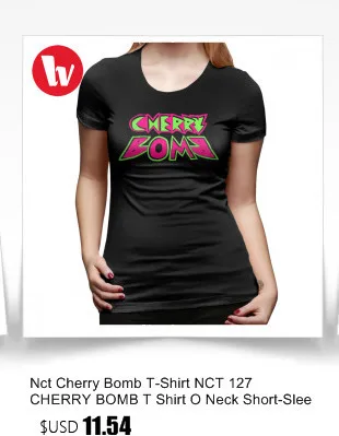 Футболка Nct Cherry Bomb NCT 127, футболка CHERRY BOMB с круглым вырезом и коротким рукавом, женская черная футболка из 100 хлопка, модная женская футболка