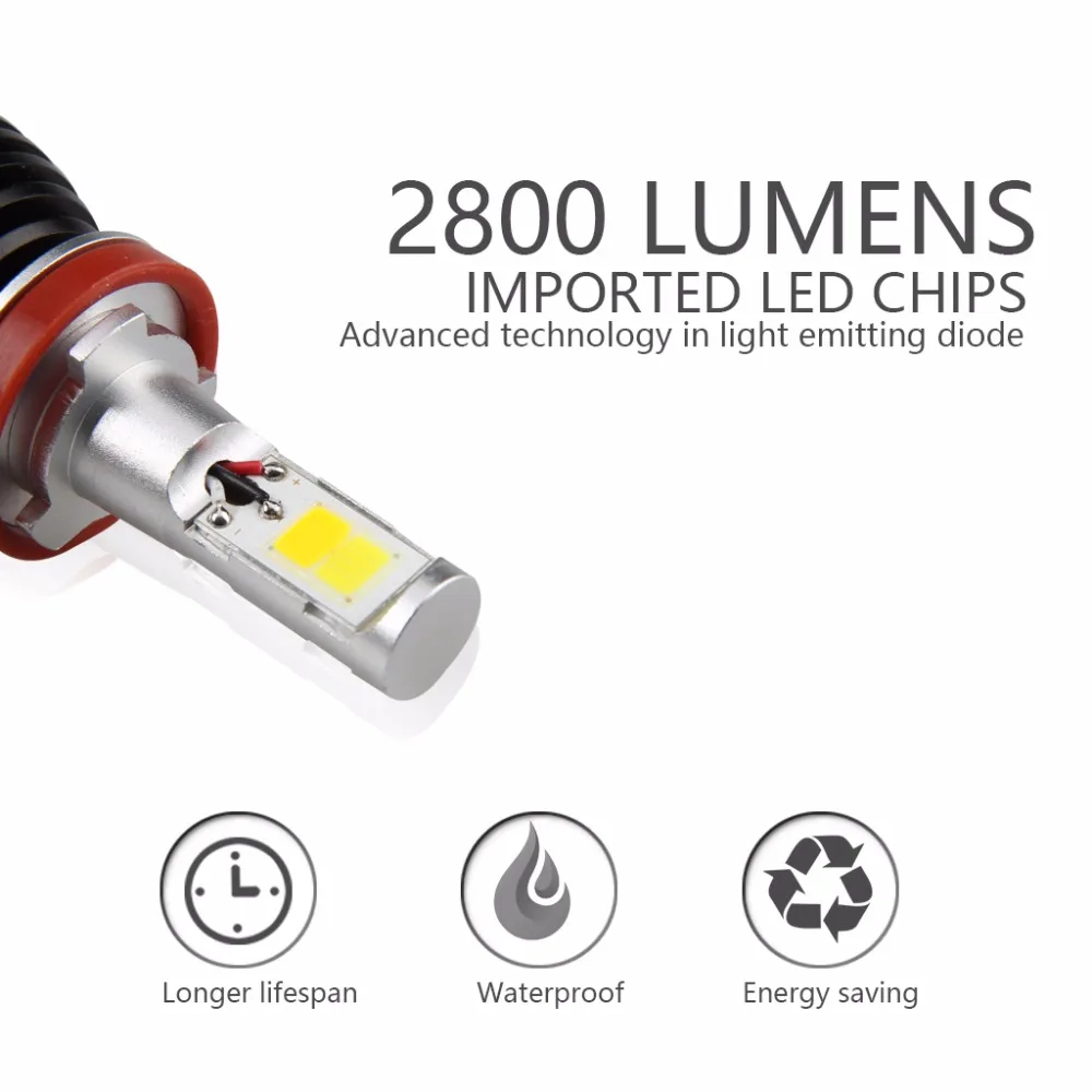 2 шт. H7 Led H1 H3 H8 H11 9005 HB3 9006 HB4 светодиодные лампы H27 880 881 двойной Цвет 2800LM