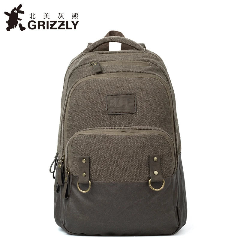 GRIZZLY мужской холщовый рюкзак для ноутбука Mochila мальчиков подростков школьные сумки повседневные
