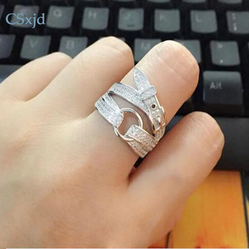 CSxjd Роскошные модные женские кольцо инкрустированные AAA циркон ремень пряжка