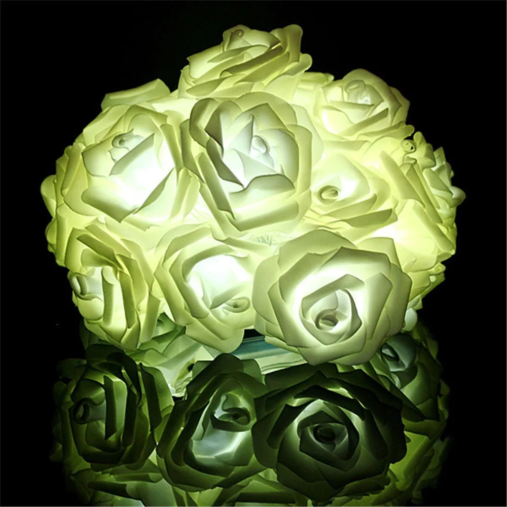 

Rose Flower Festoon LED Lights 20 Leds String Lights Christmas Indoor Decorations For Home Valentines Fairy Light