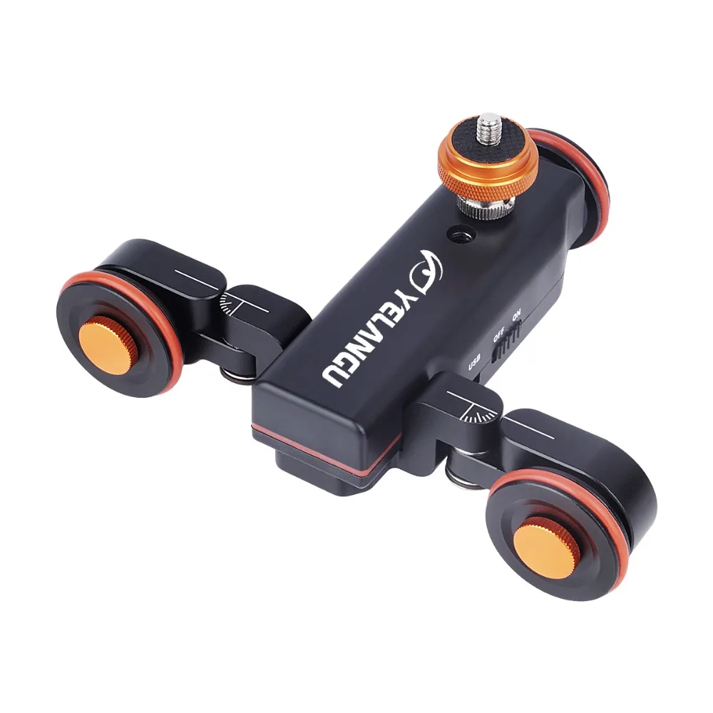 Black YELANGU Настольный Авто Долли прокатки слайдер Скейтер Электрический Autodolly с беспроводной пульт дистанционного управления для DSLR камеры мобильного телефона Vlogging - Цвет: Black