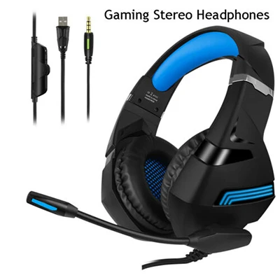 A2, игровая стереогарнитура, 7,1, Virtual Surround Bass, игровые наушники с микрофоном, светодиодный светильник для компьютера, ПК, геймера - Цвет: Black with blue