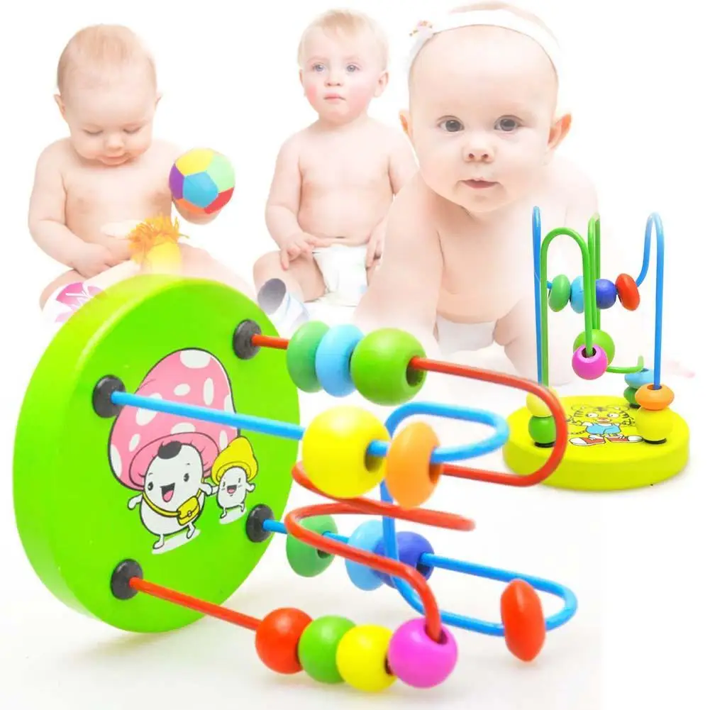 

1Pcs Early Learning Toy Children Kids Baby Colorful Wooden Mini Around Beads Educational Mathematics Toy Model Building Kit