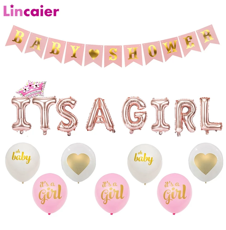 Lincaier, детские розовые бумажные украшения для баннеров, воздушные шары для мальчиков и девочек, вечерние принадлежности, принадлежности для детей