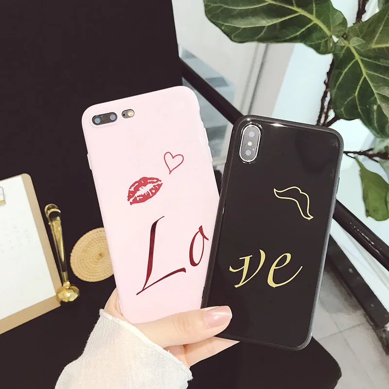 Милая пара телефонных чехлов для iphone х чехол 6 6S 7 8 плюс крышка Мода ультра тонкий