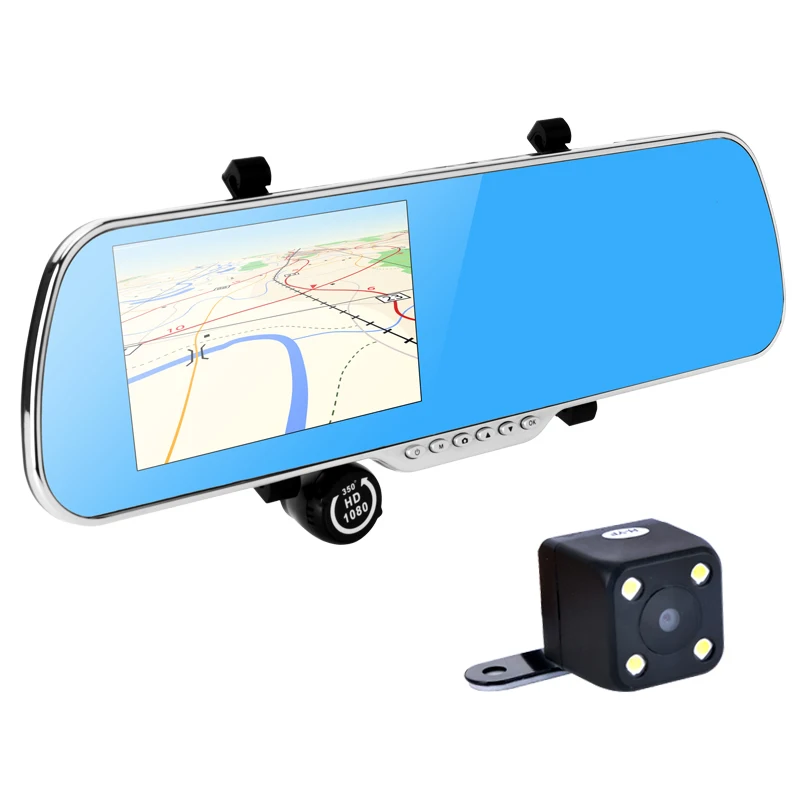 5 дюймов ips Автомобильный gps навигатор 8 Гб DVR зеркало заднего вида Android 4 двойная