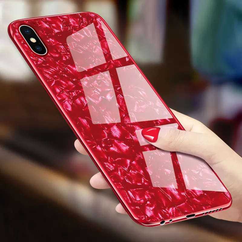For iPhone X 7 8 Plus Luxury Tempered Glass Case Silicone Bumper Hard Marble Back Cover XS Max XR 6S Shockproof |