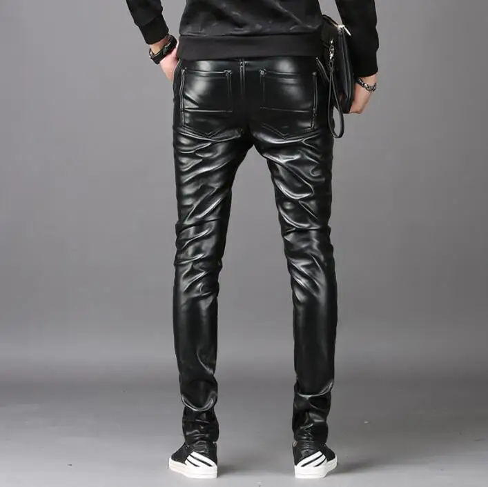 Брюки мужские зимние из искусственной кожи теплые мотоциклетные шаровары с