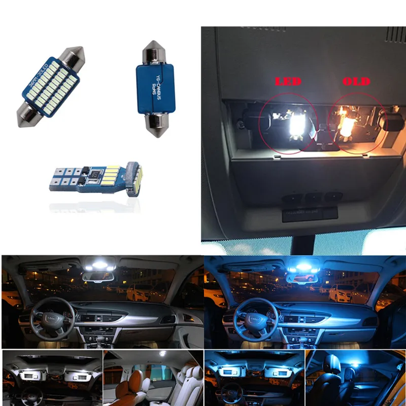 8 шт. новый белый лед синий светодиодные лампы автомобильные Интерьер комплект