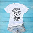 Рубашка для веганов, рубашка для веганов с рисунком не ваша мама, рубашка для веганов с рисунком животных, футболка с рисунком коровы, гранж, в эстетике, искусственные Топы