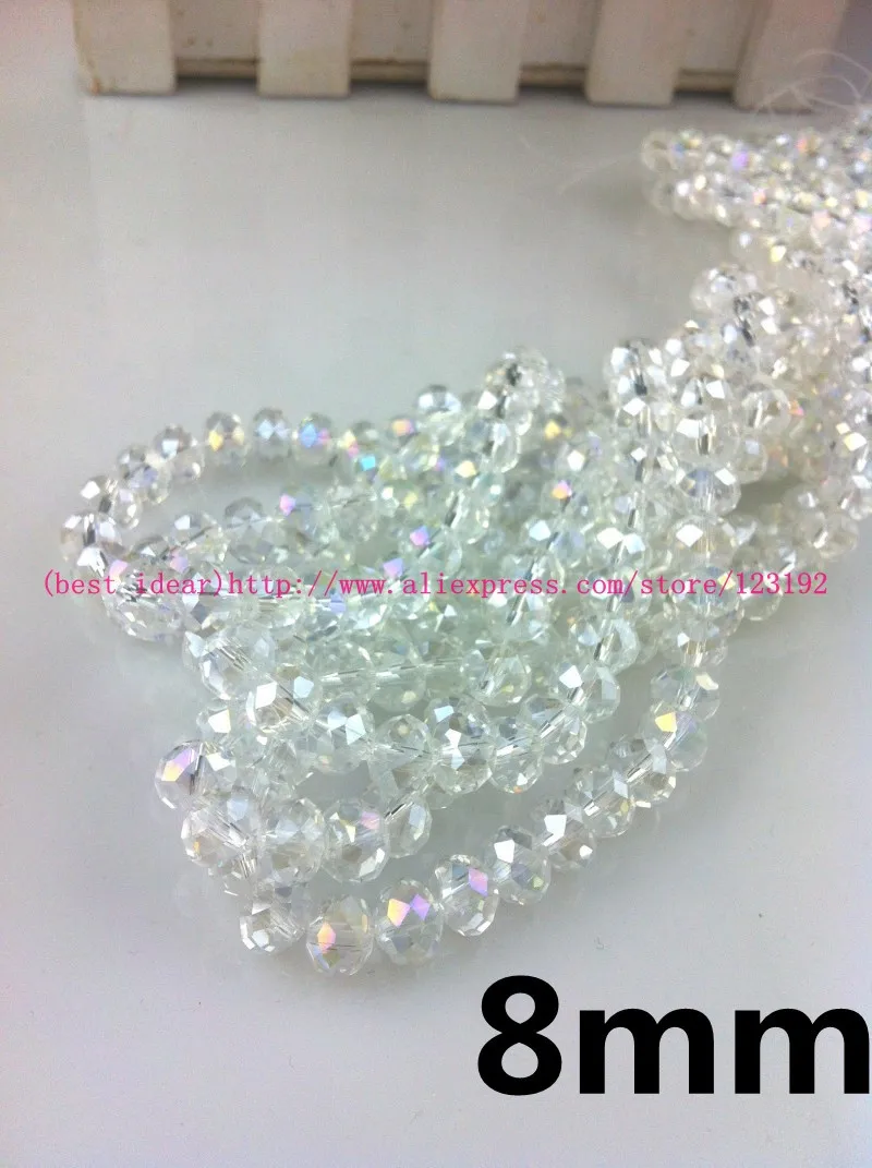 

350Pcs china top AAA quality crystal beads White AB 8*6MM Faceted glass beads crystal rondelles beads