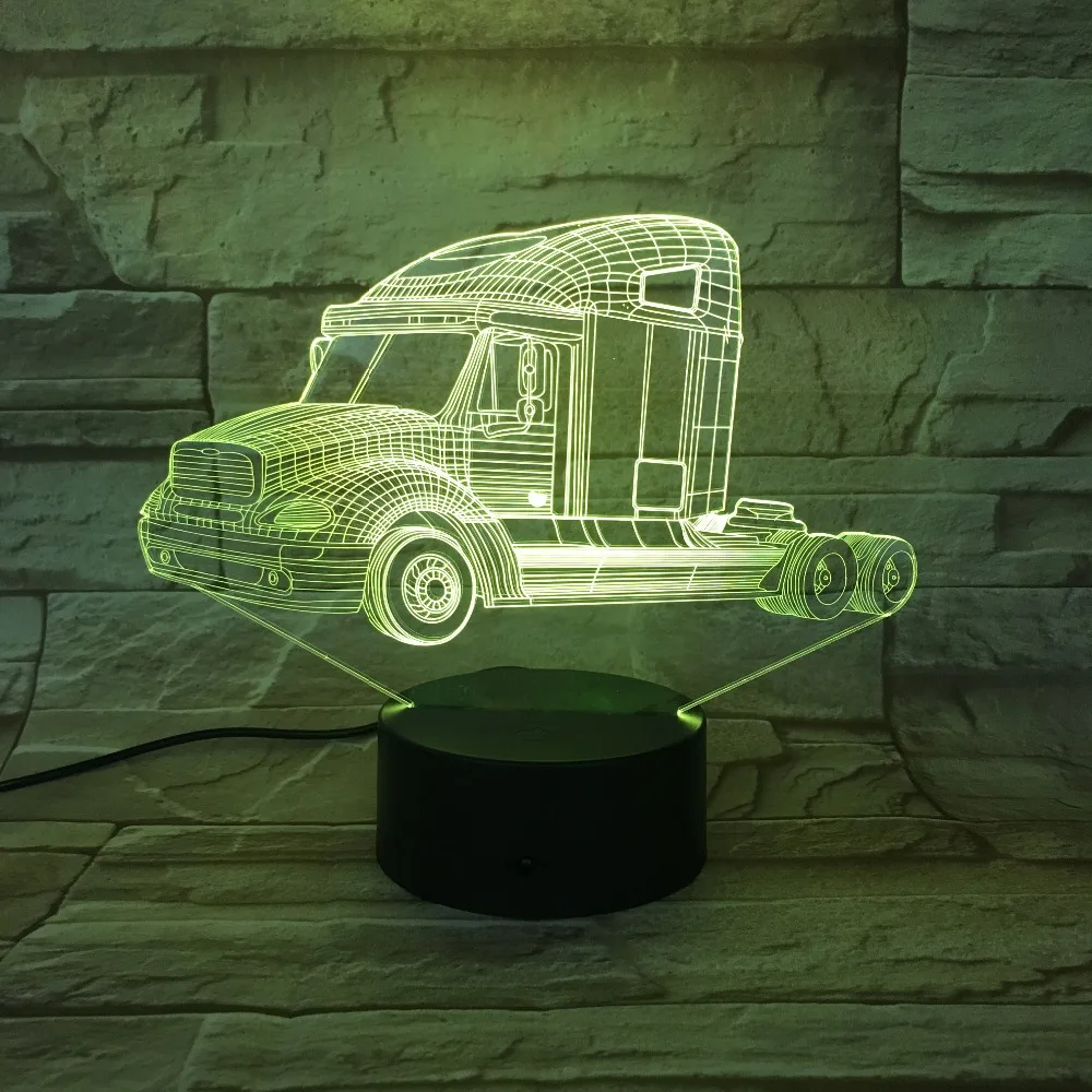 Тяжелых грузовиков 3D ночной Светильник автомобильная лампа USB 7 цветов Изменение
