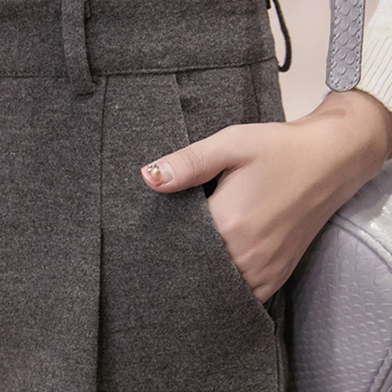 Брюки для женщин 2020 осень зима толстые шерстяные брюки с высокой талией размера