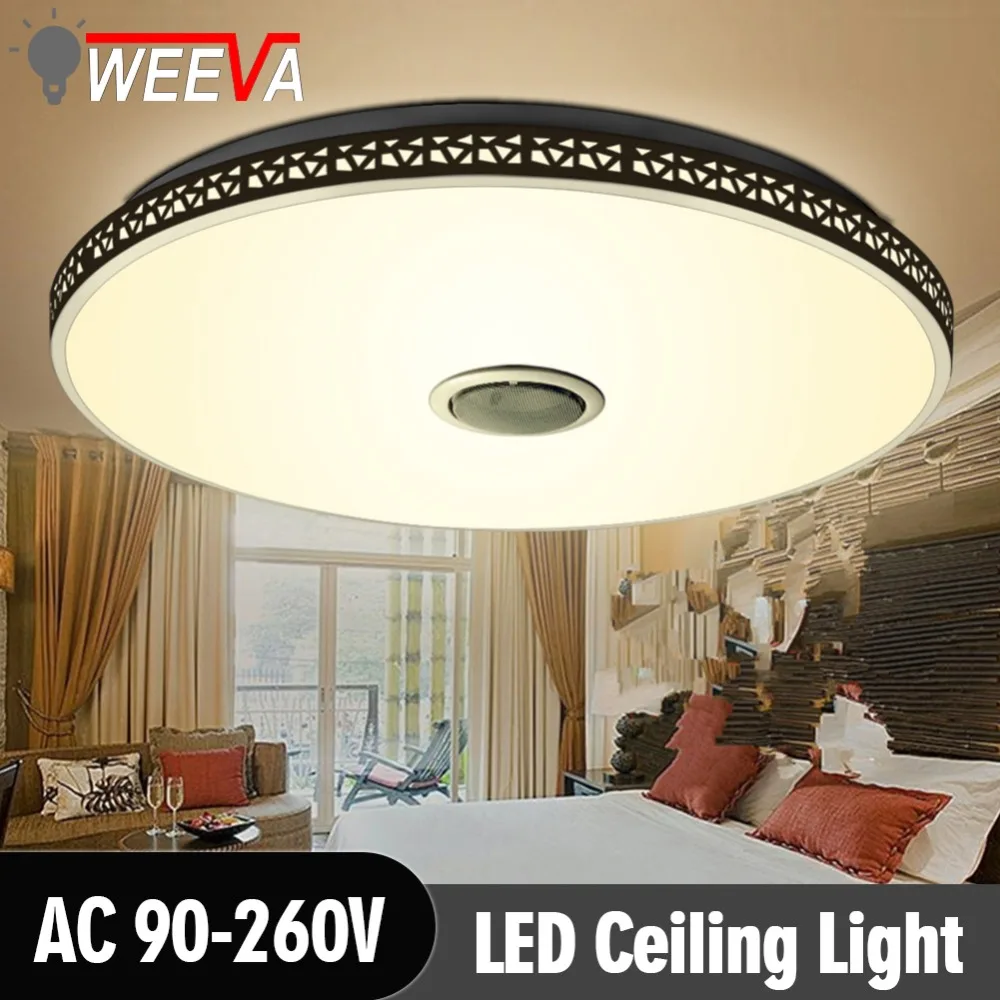 WEEVA Modern RGB Ceiling Light LED Lamp Panel Round Hall Surface Mount Flush Remote Control Living Room Bedroom Lighting Fixture | Лампы и