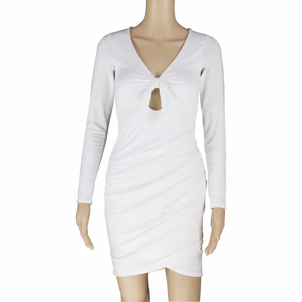 2018 новые женские Модные Платья для женщин выдалбливают бантом сексуальное