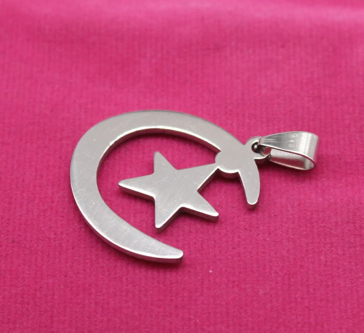 Исламский Аллах нержавеющая сталь Исламская Полумесяца луна и звезды кулон