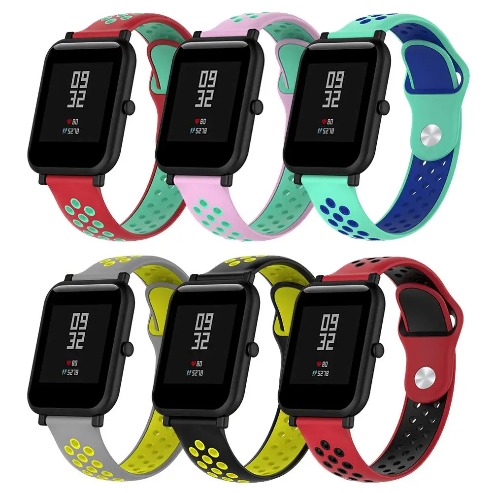 Горячая Распродажа силиконовый спортивный кожаный ремешок для часов Huami Watch Band Amazfit Bip A1608 спортивный браслет 42 мм 38 мм ремешок для часов