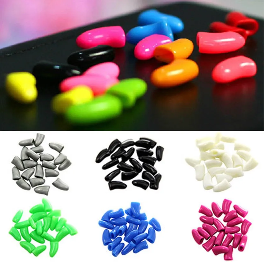 Хит продаж 20 шт. чехлы для когтей собак и кошек колпачки лап клей защита