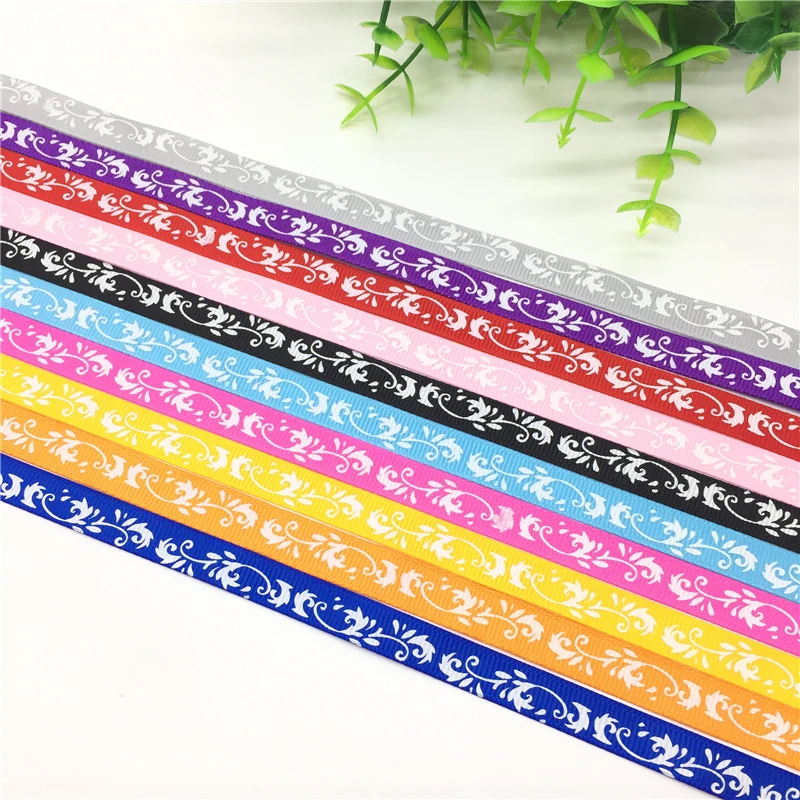 5 ярдов 3/"(10 мм) напечатанный лист Grosgrain лента для пояса подарочная упаковка свадебные украшения Рождественские поставки#71-80