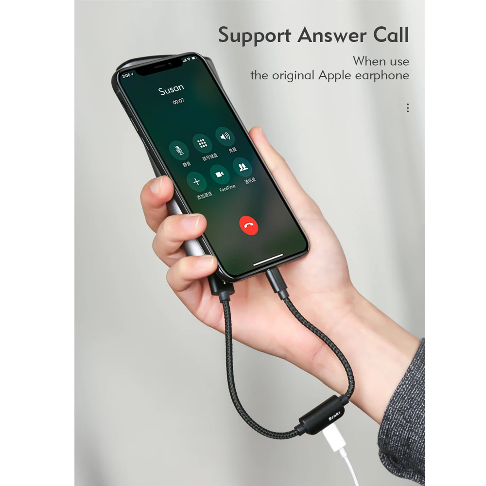 Support iOS 10.3 above Micro USB To For Lightning Aux Audio Adapter Cable iPhone X 8 7 Plus Charging &amp Listening Answer Call | Мобильные