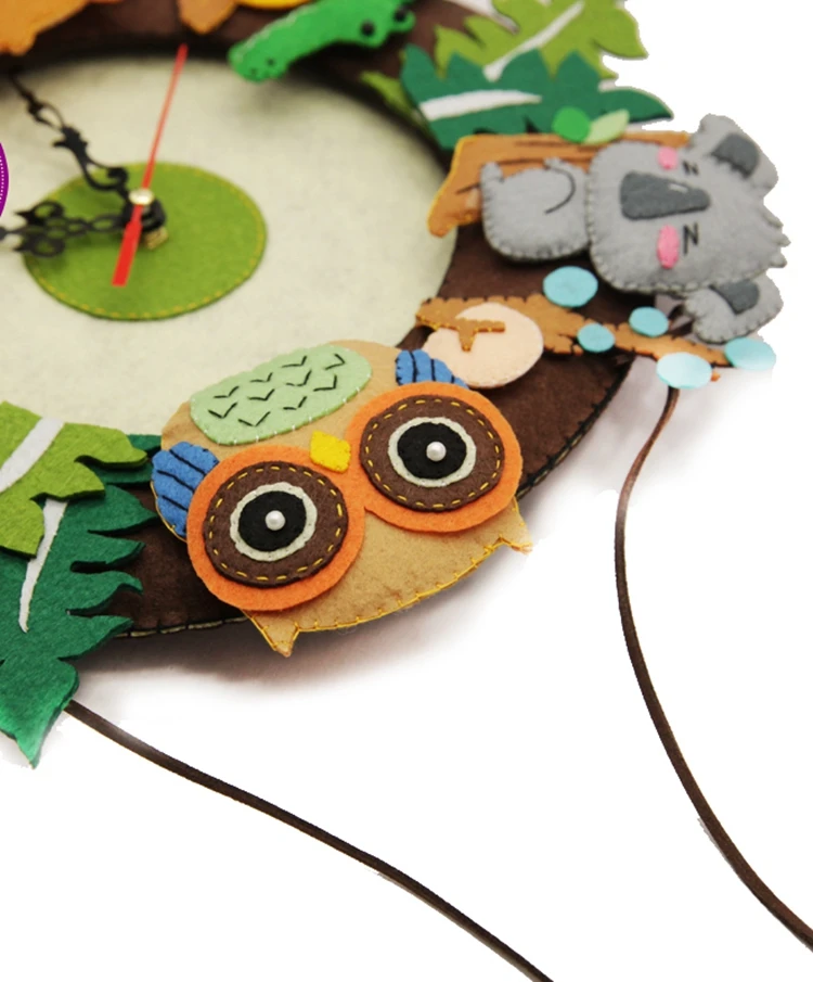 Забавные настенные часы Бесплатная резка войлочный материал DIY упаковка лесные