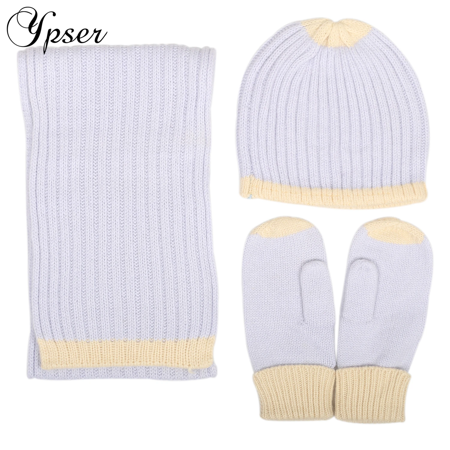 Комплект из 3 предметов: шапка перчатки шарф детский зимний шерстяная шаль