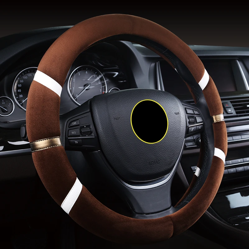 Короткая плюшевая автомобильная оплетка руля с подогревом меховая зимой 15