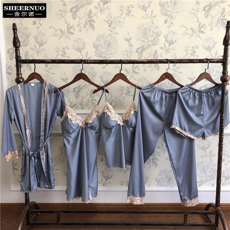 Летняя и осенняя женская пижама с принтом лед 5 шт. на груди подвешивающая юбка